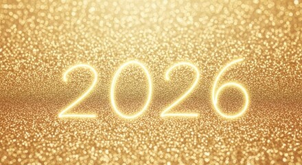 Gold Glitter Background with Soft 2026 Text