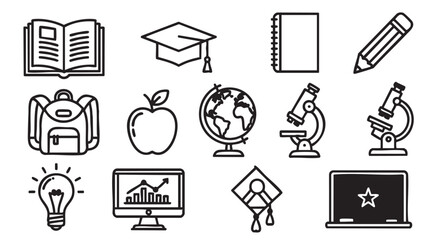 School and Education Icon Set Back to School Vector Illustration