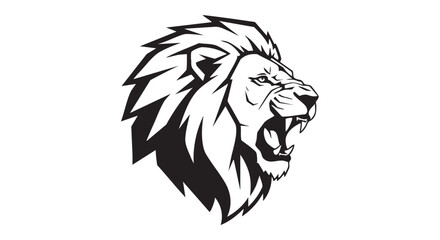 Stylized Lion Mane Graphic Element Black and White Vector Illustration