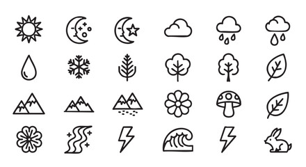 Weather and nature symbols collection vector illustration for design elements
