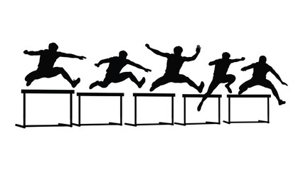 Hurdle race silhouettes isolated on white background, Vector