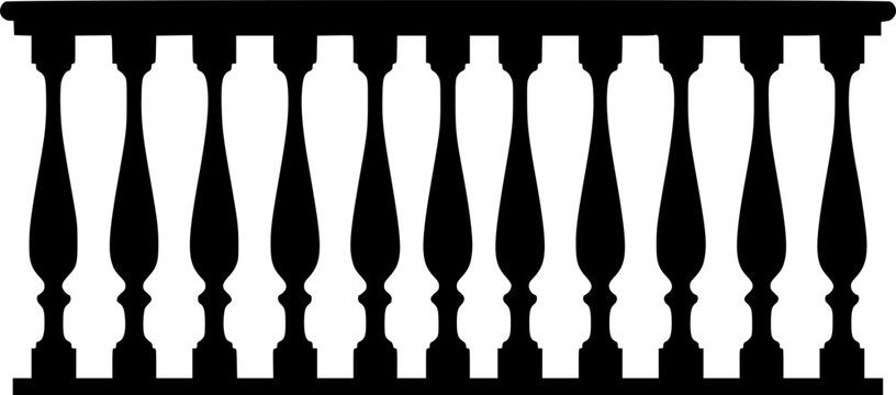 Black silhouette of a balcony railing 