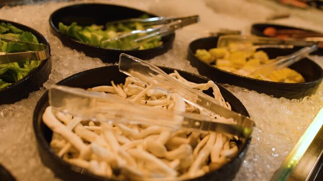 Fresh Vegetable and Mushroom Buffet Bar for Hotpot Selection