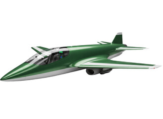 Stylized Green-White Aircraft with Partial Cockpit