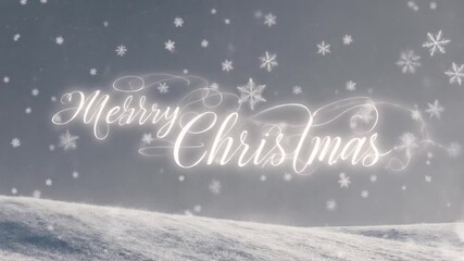 Winter Scene Animation with Merry Christmas Message and Snowflake Decorations - Powered by Adobe