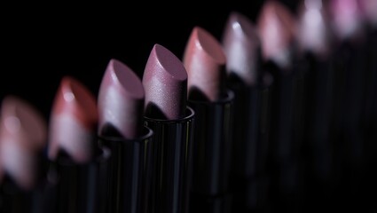 Collection of lipstick shades on a dark background