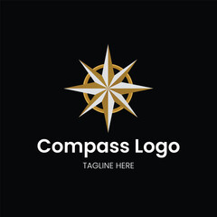 Elegant Golden Compass Star Navigation and Direction Symbol Vector logo template