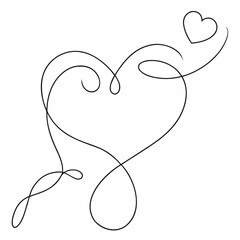 Elegant Continuous Line Heart Art Vector Illustration - Simple Monoline Drawing of Love Symbol for Valentine's Day, Wedding Invitation, Logo Design, or Minimalist Branding Asset