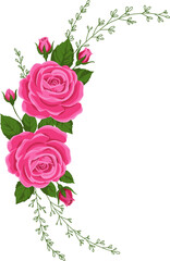 Pink Rose Vertical Garland Illustration