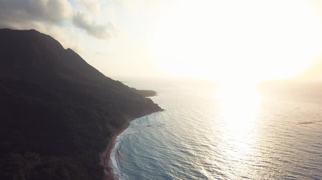 4k 30 fps sunset in th ecaribbean with mountains and the sea 1 .mp4