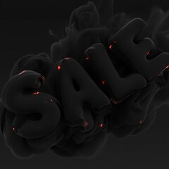 Abstract black smoke swirls with red accents