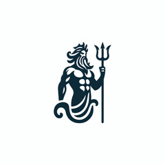 Poseidon God Trident Logo