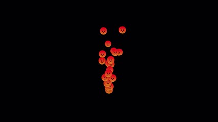 A stream of angry emojis rising vertically on a clear alpha background. Ideal animated element for enhancing energetic video scenes