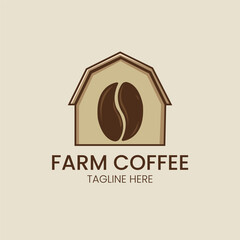 Farm Coffee Bean Barn Agriculture and Organic Roast Symbol Vector logo template