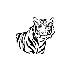 【Animals Icons – Basic】Tiger Head Line Art Logo / 虎の頭部を描いたラインアートロゴ