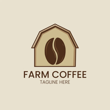 Farm Coffee Bean Barn Agriculture and Organic Roast Symbol Vector logo template