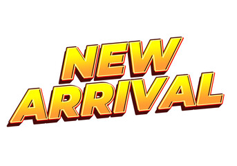 Bold and vibrant text graphic displaying the words New Arrival in a yellow and orange gradient with