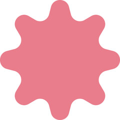 A Pink Starburst Shape with Rounded Points and a Transparent Background