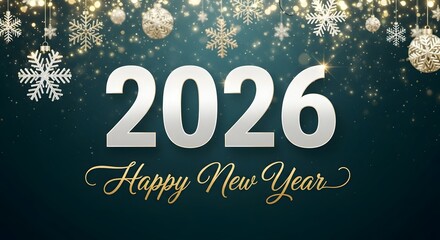 Elegant 2026 new year illustration with snowflakes and lights