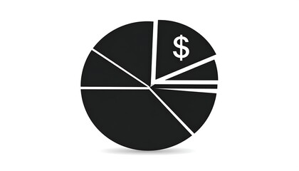 Pie Chart with Dollar Sign Illustrating Financial Distribution.
