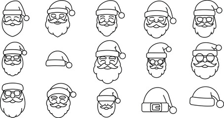 Santa claus cartoon character with hat and beard, isolated on white background