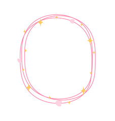cute frame pink with heart and sparkle doodle clipart illustration