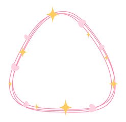 round pink triangle frame with heart and sparkle border clipart illustration