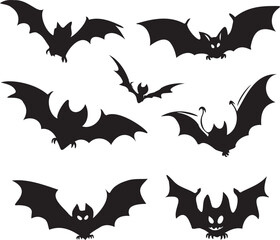 Fototapeta premium Set of Halloween bat silhouette vector Flying Bats Silhouette