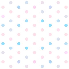 Soft Pastel Polka Dot Pattern on White.