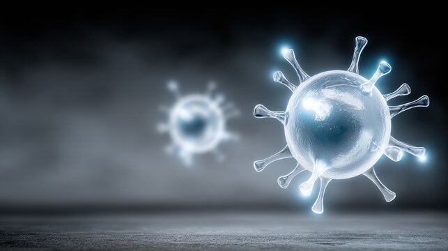 High-resolution microscopic image of a virus showing detailed structure and biological features, ideal for scientific, medical, and healthcare visual content