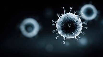 Detailed scientific visualization of a virus microorganism highlighting its structure, impact on health, disease transmission, and importance in medical research