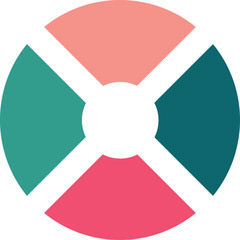 Abstract Circular Design With Four Segments In Pink Teal And White Colors Isolated On Transparent Background