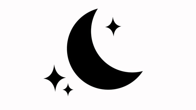moon and star icon animation simple flat