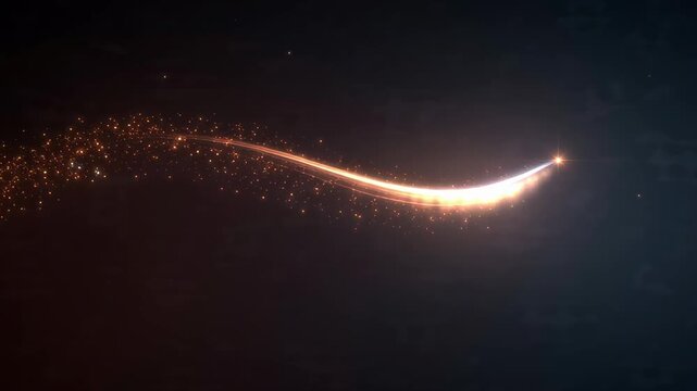 Dynamic Golden Glitter Star Trail Flying Motion