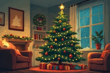 Red and Aqua Holiday Corner