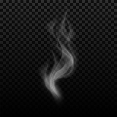 Smoke , vapor or mist wavy flow, vector realistic overlay candle smoke effect, smoky cloud or gaze white steam
