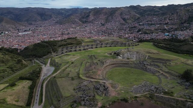 4k 30fps sacsayhuaman drone shoot in cusco city