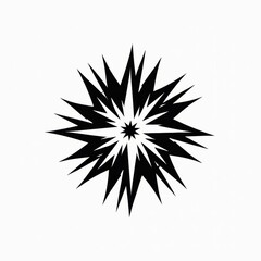 Abstract black starburst shape with sharp spiky points on a white background