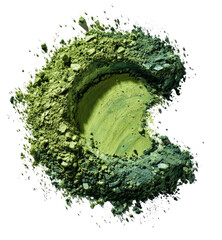 Green powder mound with a hollow center on a dark backdrop