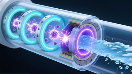 Innovative ultraviolet light disinfection system purifying water from viruses and bacteria for clean hydration solutions now