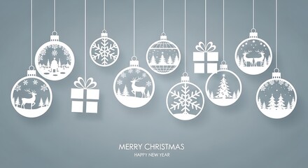 Elegant White Christmas Ornaments Delicate Holiday Decorations with Festive Deer Trees Snowflakes and Gifts A Timeless