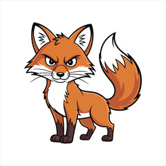 Obraz premium Sly Cartoon Fox Character Mascot Illustration Standing Pose