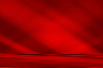Wall interior background, studio and backdrops show products.with shadow from window color Red background for text insertion and presentation product	