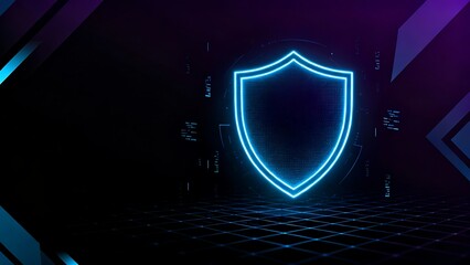 Futuristic Cyber ​​Security Theme, Glowing Shield