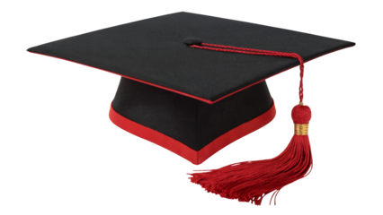 Celebrate Academic Success: Classic Graduation Cap with Tassel for University, College, or High School Commencement Ceremony after graduation Announcements isolated on white or transparent png.