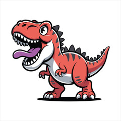 Excited Cartoon T-Rex Dinosaur Character Roaring and Laughing Vector