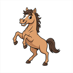 Dynamic Rearing Cartoon Horse Vector Illustration for Equestrian and Farm Designs