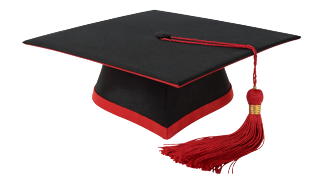 Celebrate Academic Success: Classic Graduation Cap with Tassel for University, College, or High School Commencement Ceremony after graduation Announcements isolated on white or transparent png.