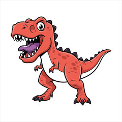 Aggressive Roaring Cartoon Tyrannosaurus Rex Illustration with Open Mouth