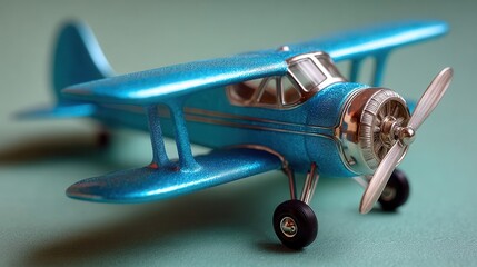Whimsical blue toy airplane ready for adventure, a nostalgic reminder of childhood dreams and the joy of flight, perfect for inspiring creativity and wonder